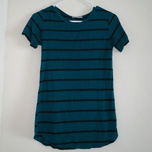 Teal and Black striped Soft Tee